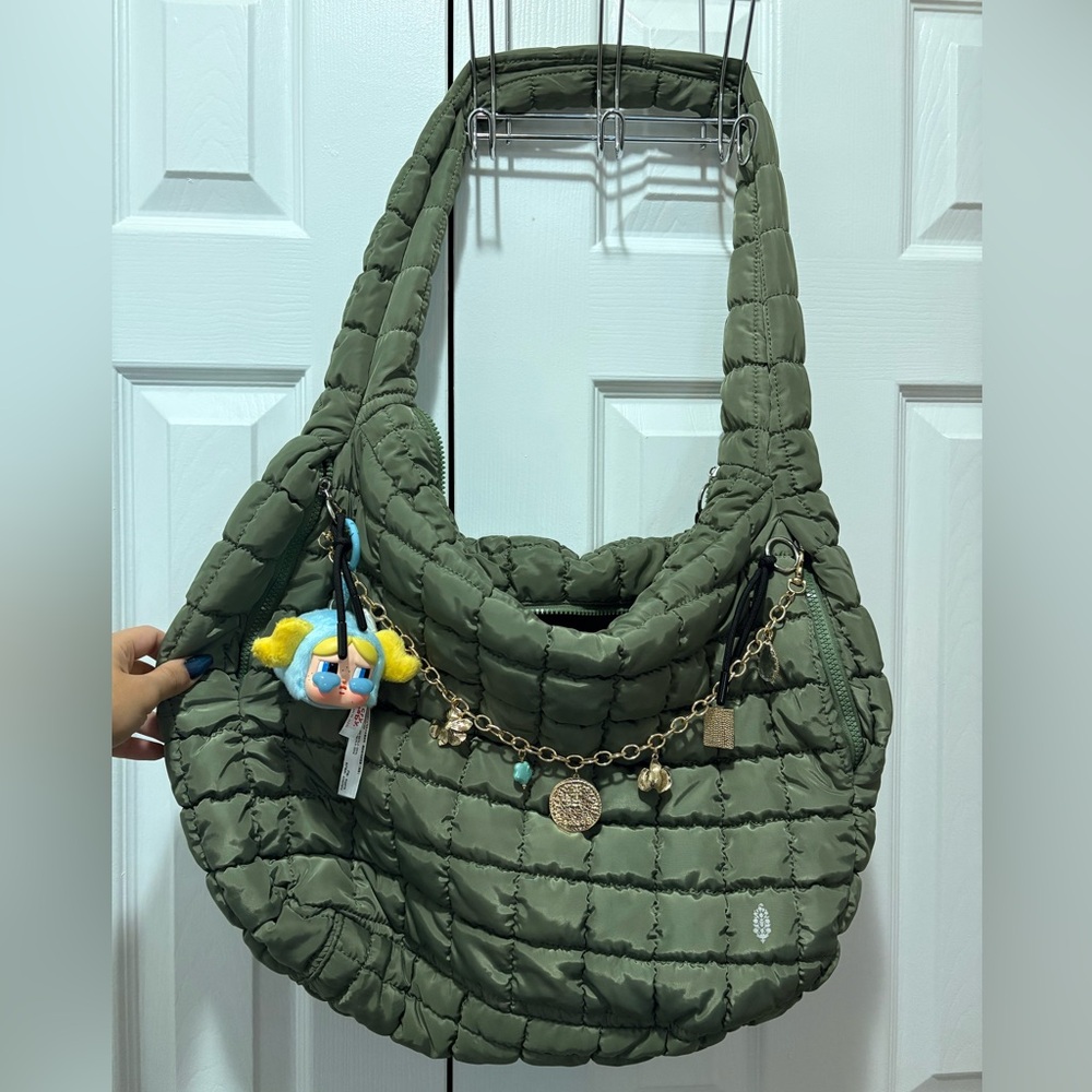 Free people Olive Quilted Shoulder Bag with Charms